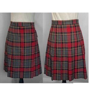 Tabi Red Grey Plaid A-Line Wrap Skirt Size 10 Preppy Tartan Schoolcore Vibes